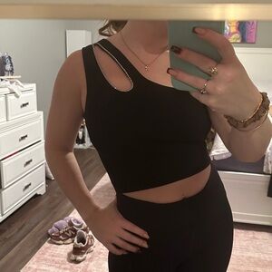 Black Asymmetrical Women's Top